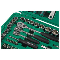 Набор ключей и торцевых головок метрических и дюймовых из 124 пр. SATA под воротки 1/4, 3/8 и 1/2 дюйма S 09014