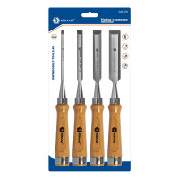 Набор плоских стамесок: 6, 12, 18, 24мм, длина 140мм, CR-V, деревянные рукоятки, 4шт КОБАЛЬТ 245-879