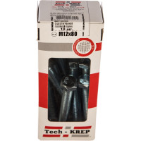 Болт DIN 933 с шестигранной головкой, оцинкованный М12х80, 10шт - коробка Tech-Krep 126531