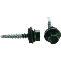 Кровельный саморез Tech-Krep КР сверло 4,8х28 RAL-6005 тёмно-зеленый 60 шт, коробка с окном 124632