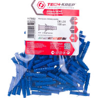 Распорный дюбель Чапай 5х30 шипы+усы, полипропилен 100шт - пакет Tech-Krep 117852