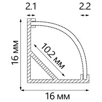 Алюминиевый угловой круглый профиль, серебро Feron CAB280 10299