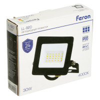 Светодиодный прожектор 2835 SMD 30W 4000K IP65 AC220V/50Hz, черный FERON LL-920 29495