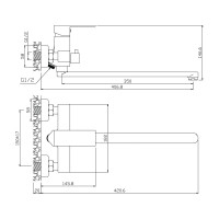 Универсальный смеситель для ванны OLIVE'S GRANADA с длинным изливом 05221GN
