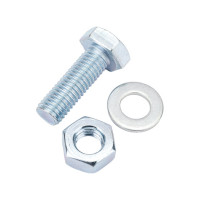Болт Tech-Krep/Zitar DIN933 с шестигранной головкой, оцинкованный М10х30 + гайка + шайба 2 шт - пакет 114054