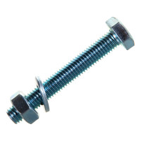 Болт Tech-Krep/Zitar DIN933 с шестигранной головкой, оцинкованный М10х70 + гайка + шайба 2 шт - пакет 112727