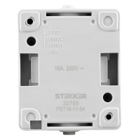 Одноместная розетка STEKKER с заземляющим контактом открытой установки 250В 16А серый/графит 32755