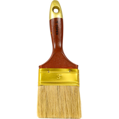 Плоская кисть 3 дюйма (лакированная деревянная ручка, натуральная щетина, для масляных красок) TOPEX Профи 19b630