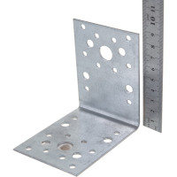 Крепежный усиленный уголок Tech-Krep оцинкованный 90х90х65х2,0 мм - накл. 124412