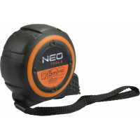 Рулетка NEO Tools двухкомпонентный корпус стальная нейлоновая лента 5 м x 25 мм магнит 67-185