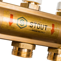 Распределительный коллектор из латуни без расходомеров 9 вых. STOUT SMB 0468 000009