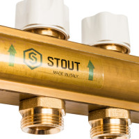 Распределительный коллектор из латуни без расходомеров 9 вых. STOUT SMB 0468 000009