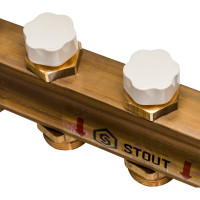 Распределительный коллектор из латуни без расходомеров 9 вых. STOUT SMB 0468 000009