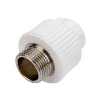 Комбинированная муфта PRO AQUA PP-R НР белая d-20 мм 3/4" PA23010Pb