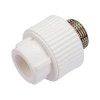 Комбинированная муфта PRO AQUA PP-R НР белая d-20 мм 3/4" PA23010Pb