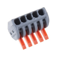 Cтроительно-монтажные клеммы STEKKER LD222-415 5-проводные 5 шт в упак., 32422