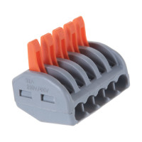 Cтроительно-монтажные клеммы STEKKER LD222-415 5-проводные 5 шт в упак., 32422