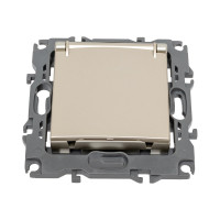 Розетка ЭРА 12-2103-04 2P+E Schuko со шторками с крышкой, 16A-250В, IP20, шампань Б0014696