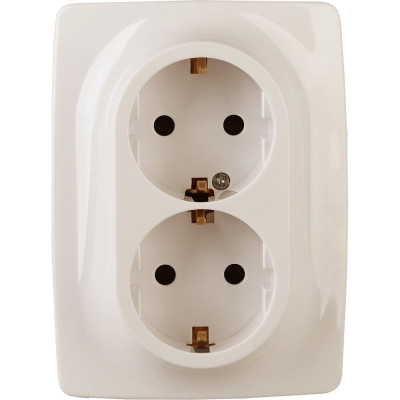 Розетка ЭРА 12-2006-02 2X2P E Schuko, 16А-250В, б.л., 12, слоновая кость Б0038809