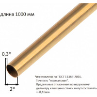 Трубка ALBERTS латунная, диаметр 2x0,3х1000мм, 471217