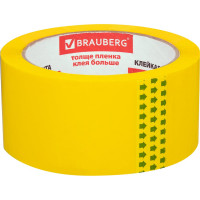 Клейкая лента BRAUBERG 48 мм х 66 м, упаковочная, желтая, 45 мкм, 440141