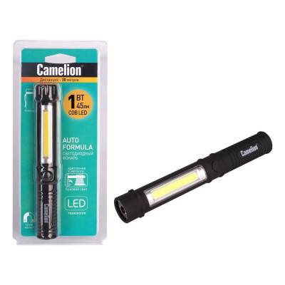 Фонарь-ручка Сamelion LED51521, COB LED+1W LED, 3XR03, пластик, магнит, клипса, блистер 13361
