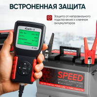 Тестер аккумуляторных батарей iCarTool АКБ 12/24В, тест системы пуска и зарядки, вольтметр, съемные кабели IC-400