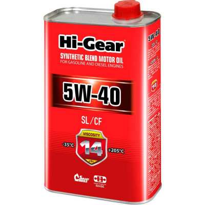 Масло моторное полусинтетическое 1л 5W-40 SL/CF Hi-Gear HG1140