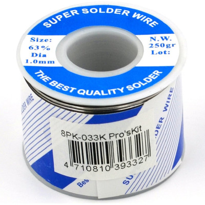 Припой 1,0мм 0,25кг Sn63/Pb37 Pro'sKit (флюс RA) 8PK-033K С00040368