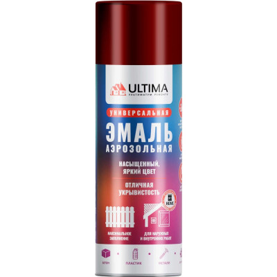 Аэрозольная краска ULTIMA RAL 3011 ТЕМНО-КРАСНЫЙ универсальная 520 мл ULT006