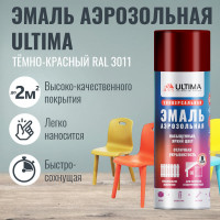 Аэрозольная краска ULTIMA RAL 3011 ТЕМНО-КРАСНЫЙ универсальная 520 мл ULT006