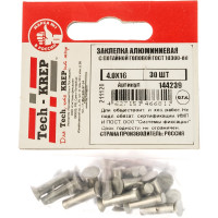 Алюминиевая заклепка с потайной головой Tech-Krep 4,0х16 ГОСТ 10300-80 30 шт 144239