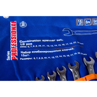 Набор комбинированных ключей 15шт: 6-17 19 22 24 мм сумка KRAFT KT 700555