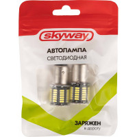Автолампа SKYWAY диод S25 (P21/5W) 12V 66 SMD диодов 2-конт BAY15d белая, 2 шт. S08201398