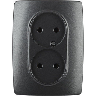 Розетка ЭРА 12-2107-05 2X2P, 16A-250В, IP20, 12, антрацит Б0031242