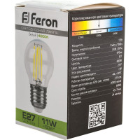 Светодиодная лампа FERON 11W 230V E27 4000K прозрачная, LB-511 38016