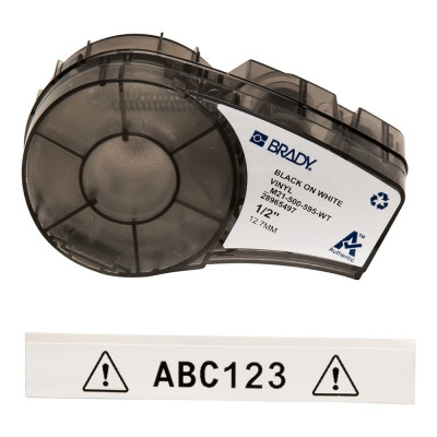 Лента 12.7мм/6.4м винил, черный на белом Brady M21-500-595-WT brd142807