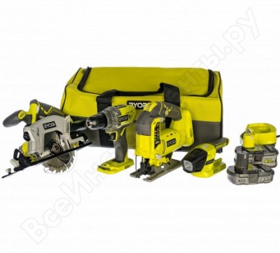 Ryobi набор акк инструментов (r18dd3, r18js-0, r18csp,r18t,rc18120, rb18l20,rb18l50) r18ck4a-252s