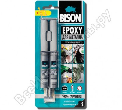 Bison клей epoxy metal crd 24ml 6307222