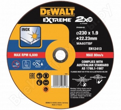 Dewalt круг отрез. extreme,230x22.2x1.9мм,тип4 dt43939