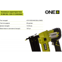 Аккумуляторный гвоздезабиватель Ryobi ONE+ R18N18G-120S 5133003860