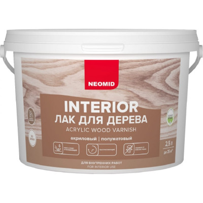 Акриловый лак для древесины NEOMID interior Н-INTER-2,5