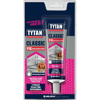 Tytan PROFESSIONAL CLASSIC FIX клей монтажный каучуковый, прозрачный 100мл 388