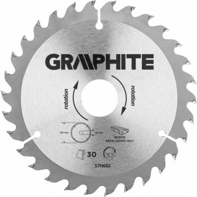 GRAPHITE Диск отрезной 165 x 30 мм 30 зубьев 57H652