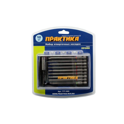 Практика набор бит 10 шт 100мм ph2+pz2+ls5мм+t/torx15,20,25,27,30+tw2 777-505