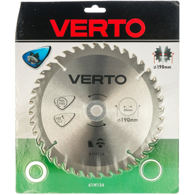 VERTO Диск отрезной 190x30 мм 40 зубьев 61H124