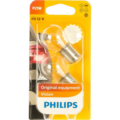 Автолампа PHILIPS P21W BA15s 12V /1/10 P-12498-2бл
