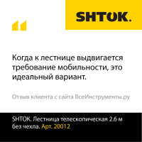Телескопическая лестница SHTOK 2.6м 20012