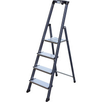 Стремянка, анодированные боковины Krause MONTO SECURO, 4 ступени 126429