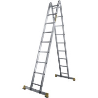 Лестница алюминиевая Алюмет 2х9 ступеней двухсекционная шарнирная профессиональная T209